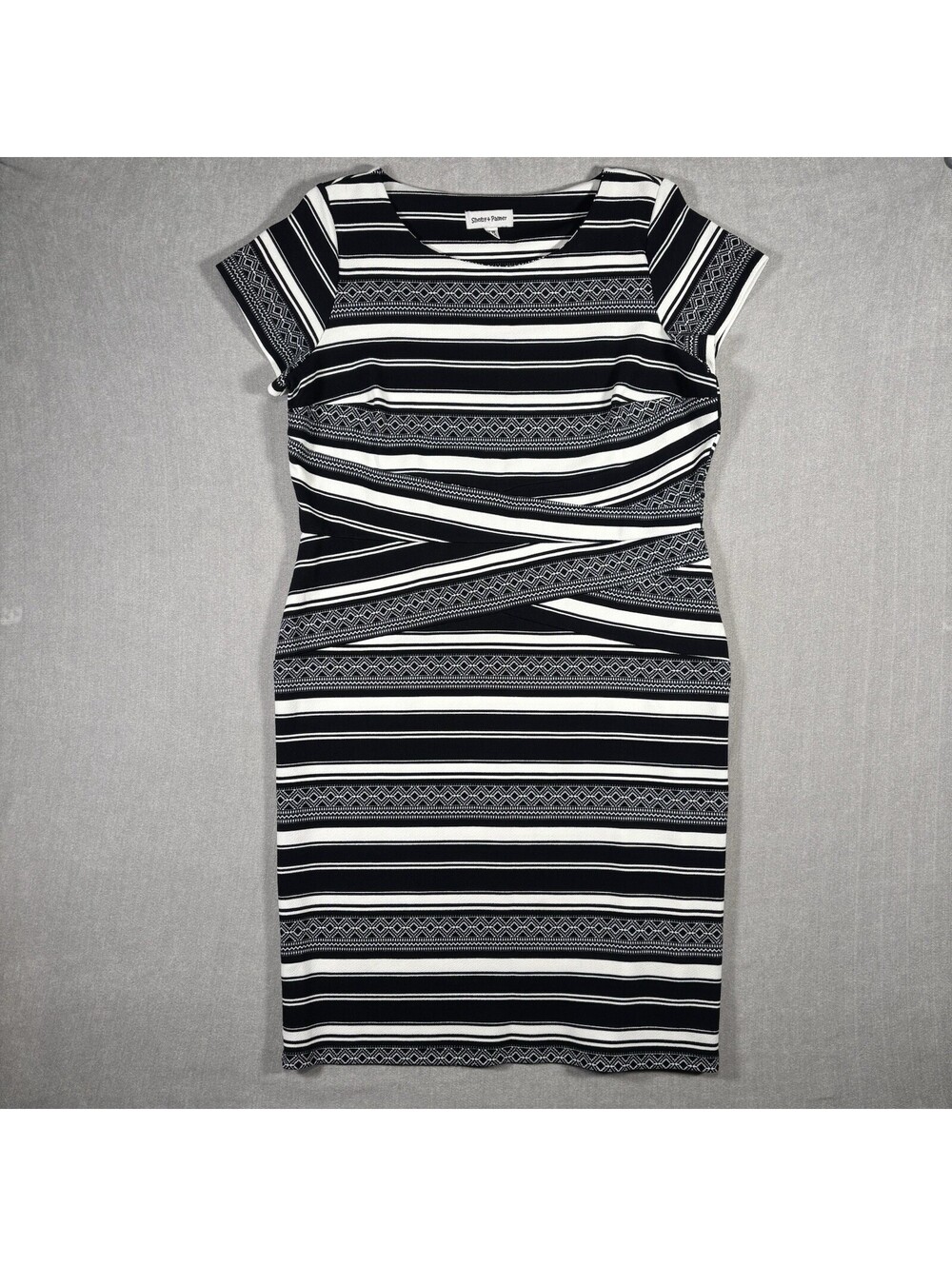 Shelby & Palmer Women’s Black & White Striped Geometric Dress Size 14W